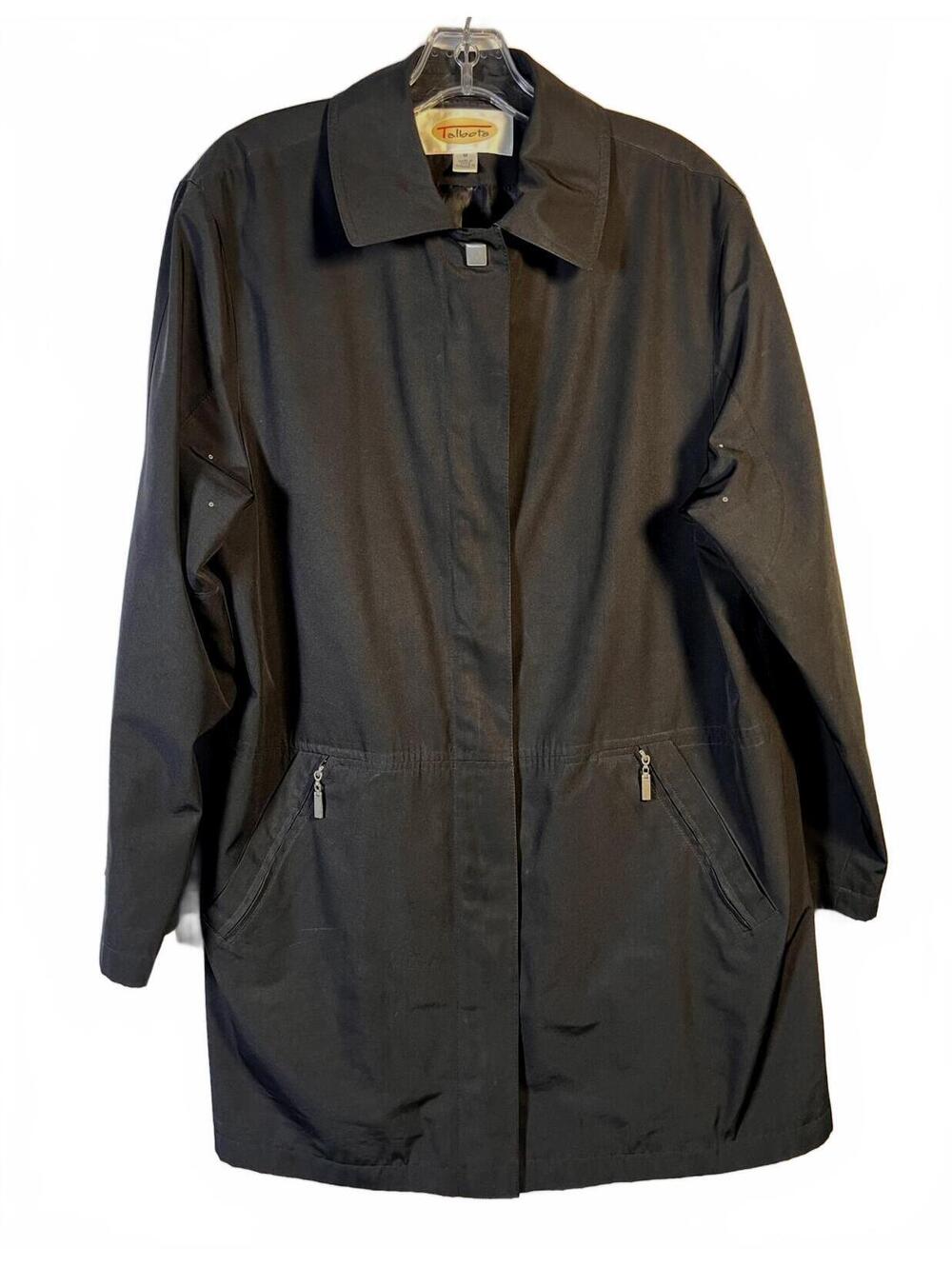 Talbots Classic Black Medium Coat with Zipper Pockets